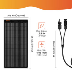 Nurzviy 200W Flexbible Solar Panel 25V N-Type TOPCon 16BB Monocrystalline Solar Cell