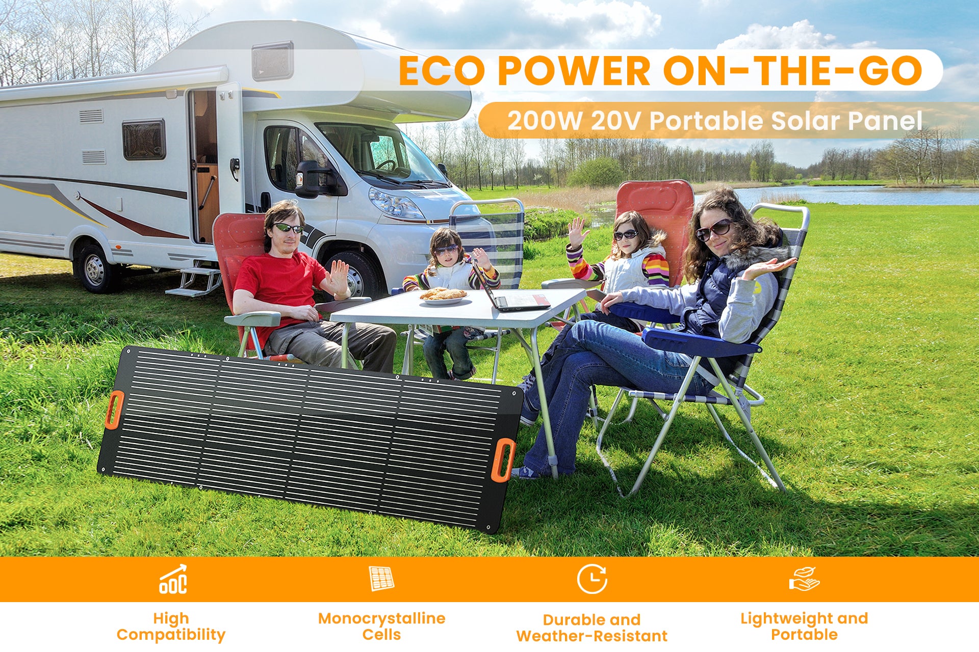 Nurzviy Portable Solar Panel 200 Watt 23.8V 10A
