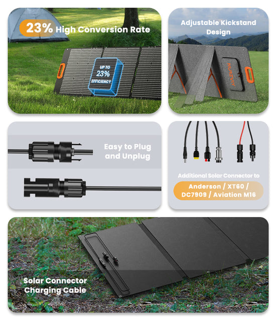 NURZVIY 200W Portable Solar Panel – Foldable, Waterproof, Monocrystalline For RV Camping & Outdoor