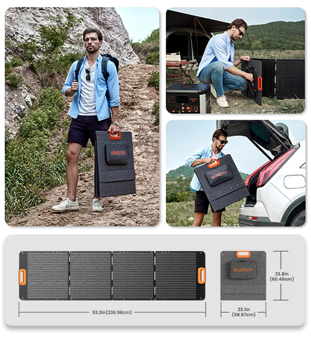 Nurzviy Portable Solar Panel 200 Watt 23.8V 10A