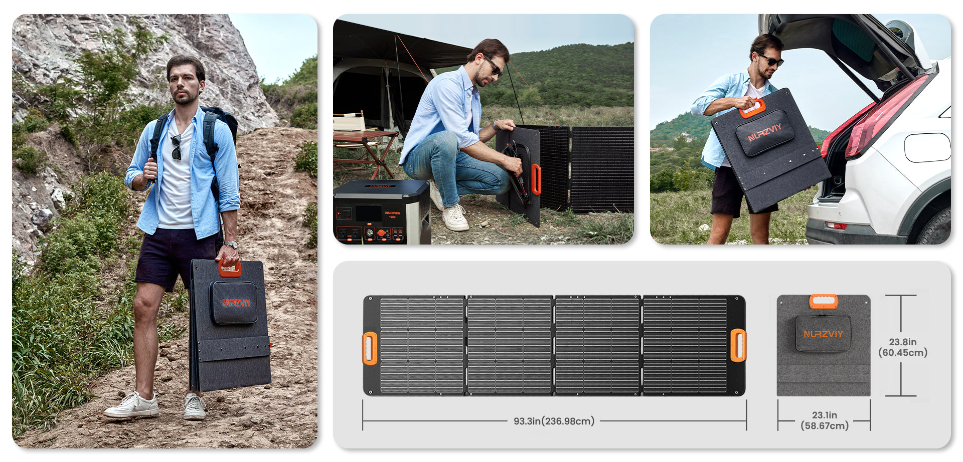 Nurzviy Portable Solar Panel 200 Watt 23.8V 10A
