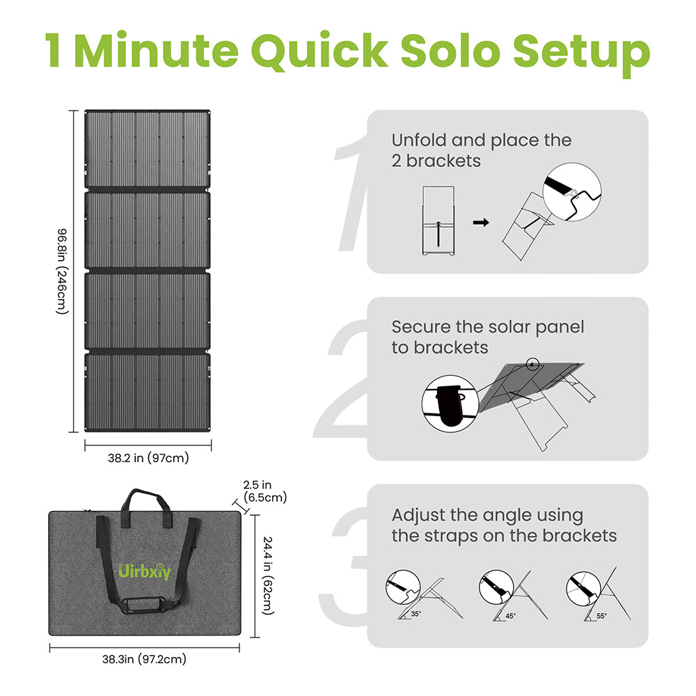 Uirbxiy 400W Portable Solar Panel Lightweight Monocrystalline Suitcase